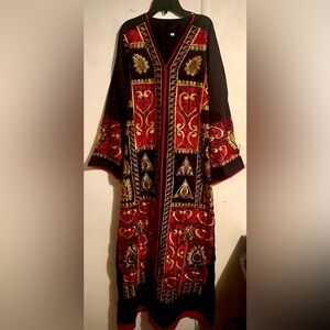 Embroidered Black and Red Kaftan